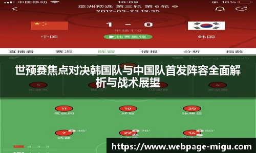 世预赛焦点对决韩国队与中国队首发阵容全面解析与战术展望