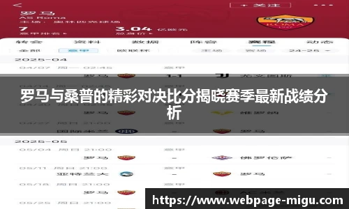 罗马与桑普的精彩对决比分揭晓赛季最新战绩分析